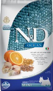N&D Ocean Dog tőkehal,tönköly, zab&narancs; Adult mini 2,5kg