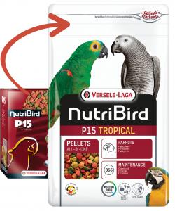 Nutribird P15 Extrudált pellet - Fenntartó eleség óriáspapagájok részére - színes 1kg