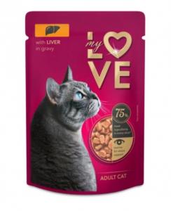 My Love teljes értékű, szaftos alutasak felnőtt macskáknak Májjal 85g