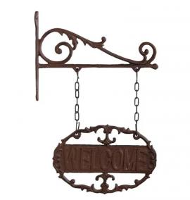 Öntöttvas fali tábla, welcome felirattal