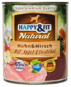 Happy&Fit Natural Huhn&Hirsch mit Apfel&Distelöl 800g