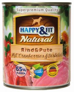 Happy&Fit Natural Rind&Pute mit Cranberries&Distelöl 800g