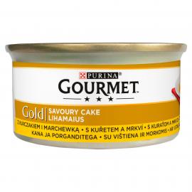 GOURMET GOLD Savoury Cake Csirkével és sárgarépával nedves macskaeledel 85g