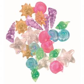 AKVÁRIUM DEKOR SZÍNES MŰANYAG KAGYLÓK 24DB