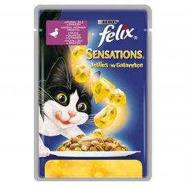 FELIX SENSATIONS JELLIES Kacsával, aszpikban spenóttal nedves macskaeledel 100g