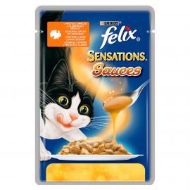 FELIX SENSATIONS SAUCES Pulykával, bacon ízű szószban nedves macskaeledel 100g