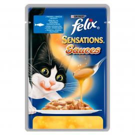 FELIX SENSATIONS SAUCES Tőkehallal, szószban paradicsommal nedves macskaeledel 100g