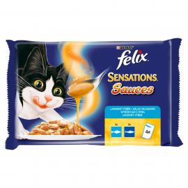 FELIX SENSATIONS SAUCES Halas válogatás szószban nedves macskaeledel 4x85g