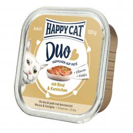 HAPPY CAT DUO PÁSTÉTOMOS FALATKÁK MARHA-NYÚL 100gr