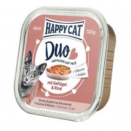 HAPPY CAT DUO PÁSTÉTOMOS FALATKÁK SZÁRNYAS-MARHA 100 gr