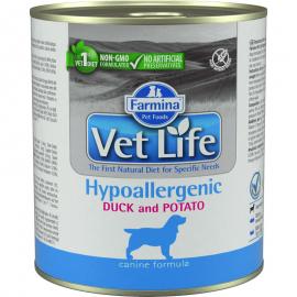 VET LIFE NATURAL DIET DOG KONZERV HYPOALLERGENIC DUCK&POTATO; 300G