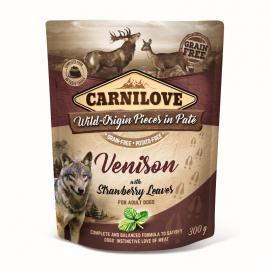 CARNILOVE DOG TASAKOS PATÉ VENISON WITH STRAWBERRY LEAVES - SZARVAS EPERLEVÉLLEL 300G 