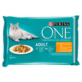 Purina One Csirkével és Zöldbabbal nedves macskaeledel felnőtt macskák számára 4 x 85 g